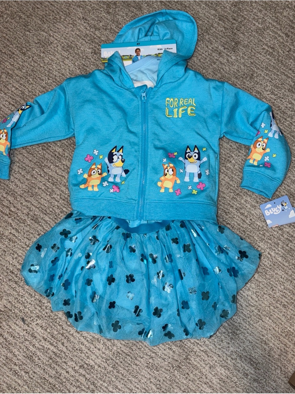 2T Nickelodeon Bluey 3 pc skirt hoodie jacket shirt outfit set clothes